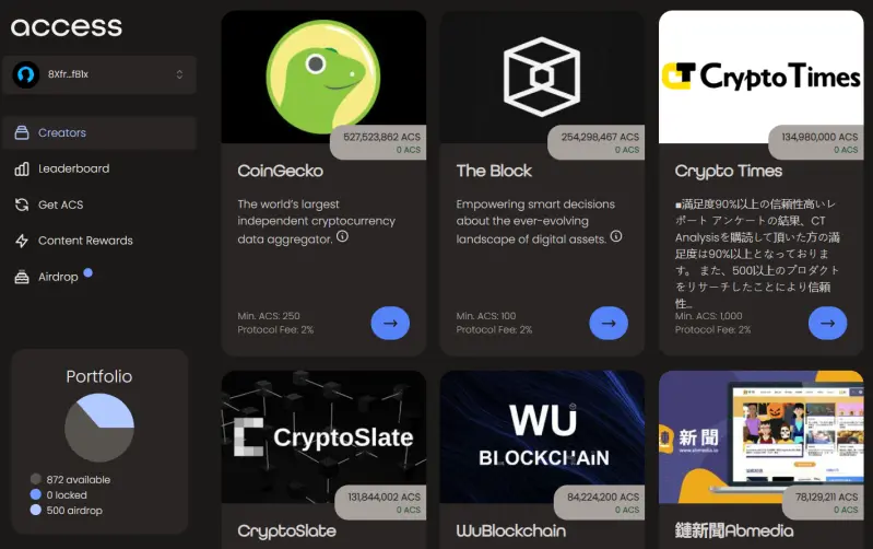 Access Application Dashboard