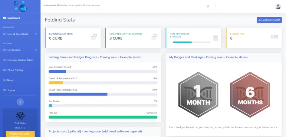 Curecoin Research Core Dashboard