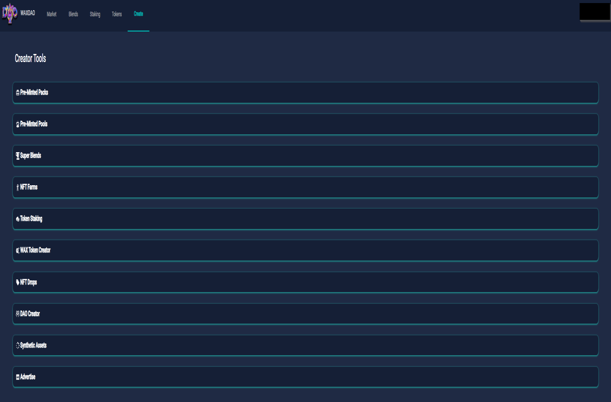 WAX DAO CREATOR TOOLS