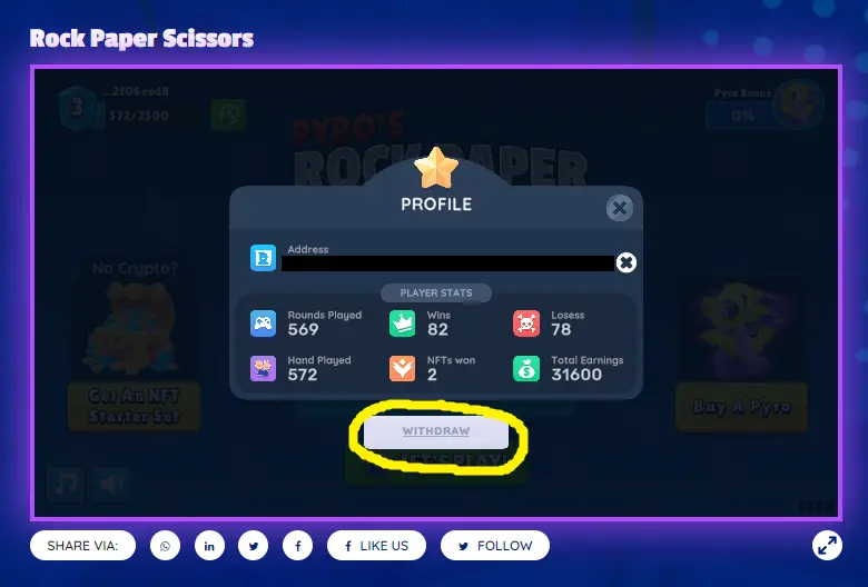 RPS Withdraw button