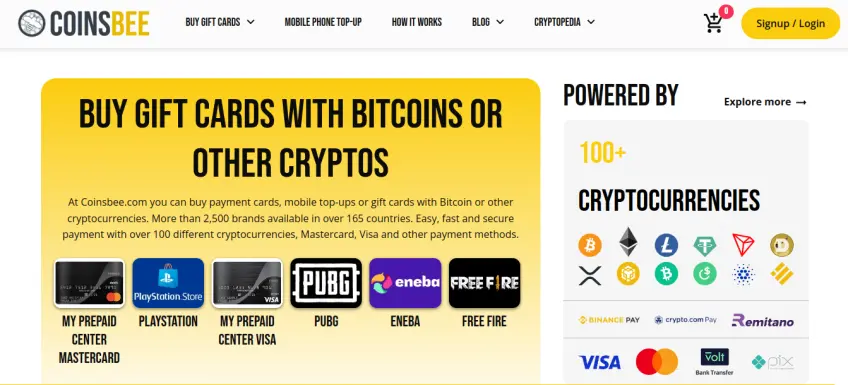 Coinsbee landing page