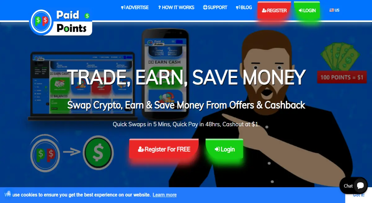Trade, exchange, swap, earn and save money