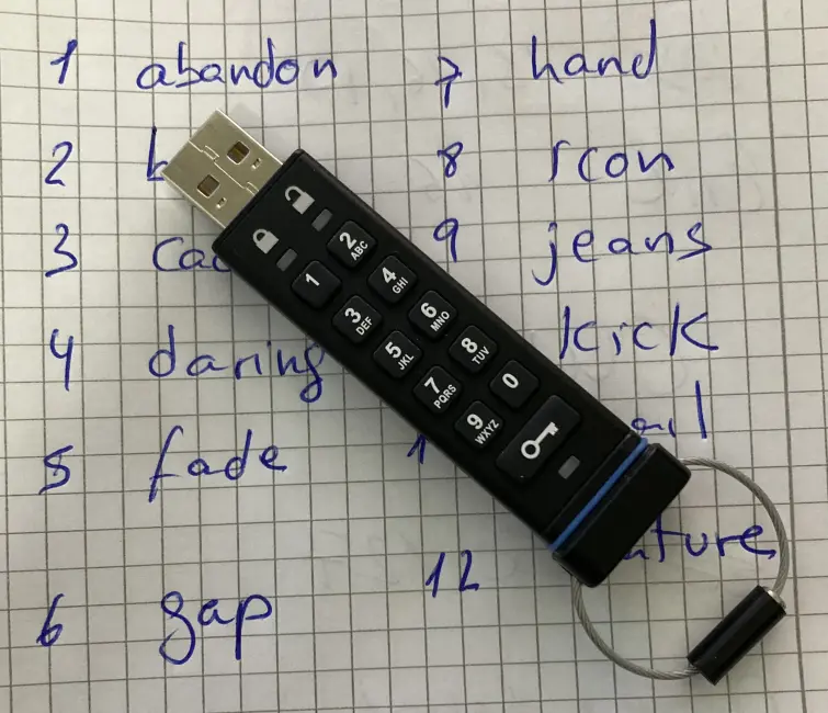 Seed Phrase Encrypted USB