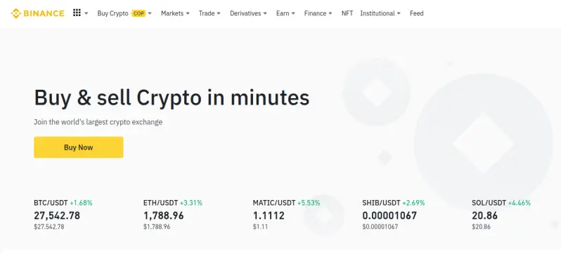 Binance landing