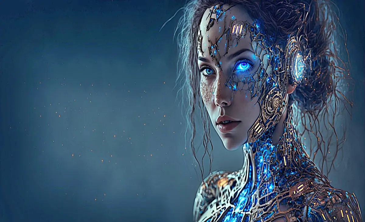 portrait of a cyborg woman, Generative AI