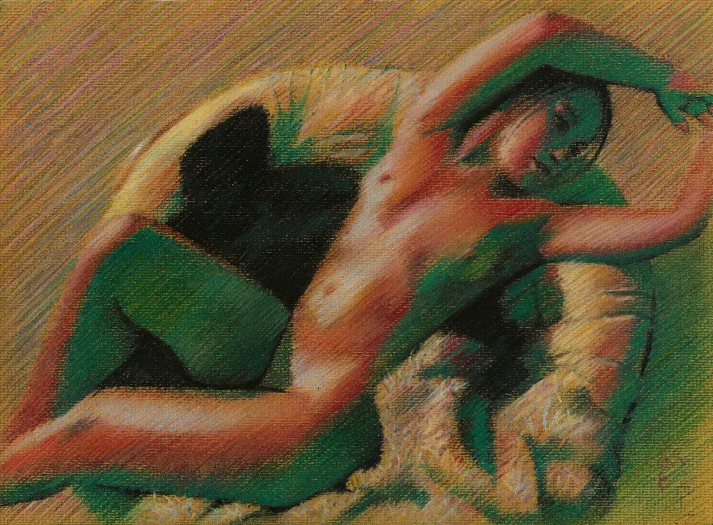 expressionist nude pastel drawing