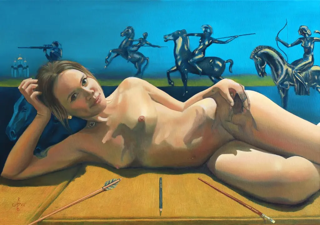 surrealist nude oil painting