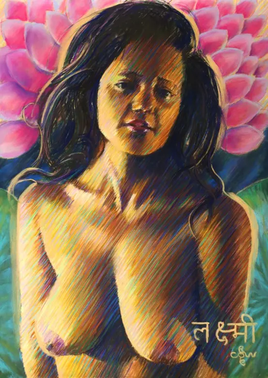 realist nude pastel drawing