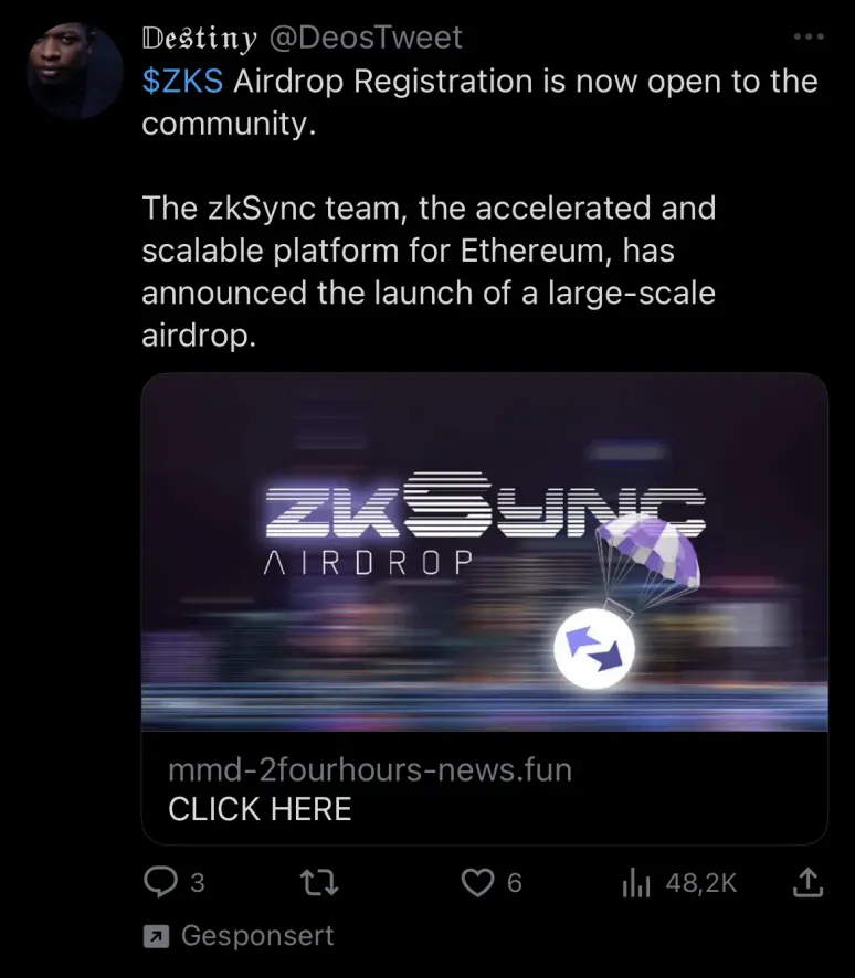 sponsored scam on Twitter