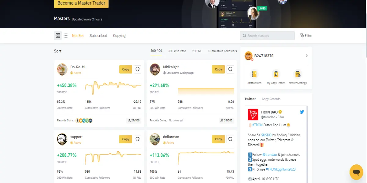 Copytrading Dashboard