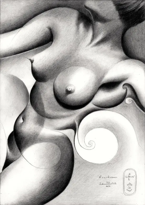 cubist nude graphite pencil drawing