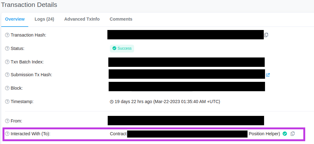 screenshot of transaction details