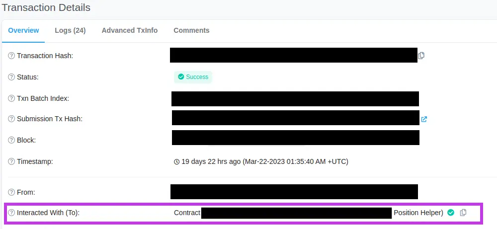 screenshot of transaction details
