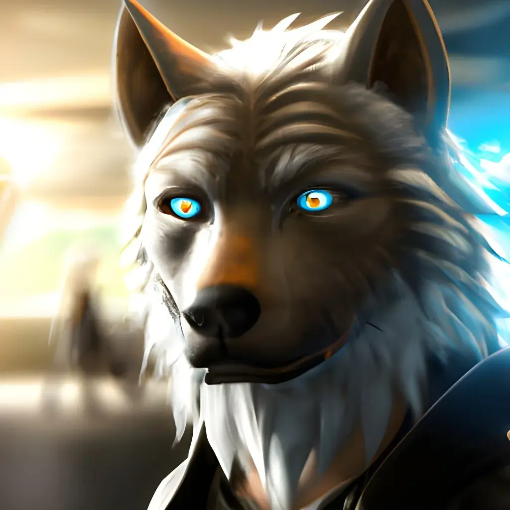 Wolfman with glowing eyes (artistic portrait)
