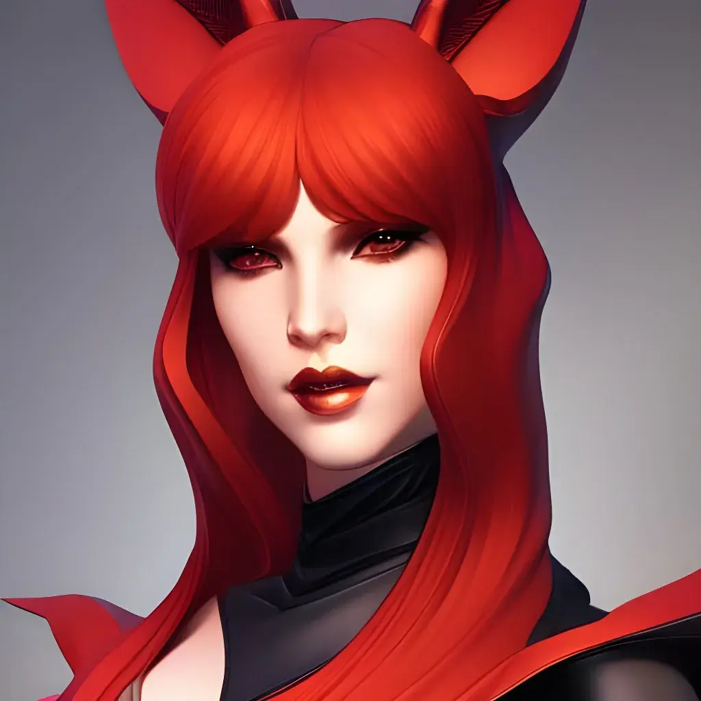Redhead with fox ears in satin (artistic portrait)