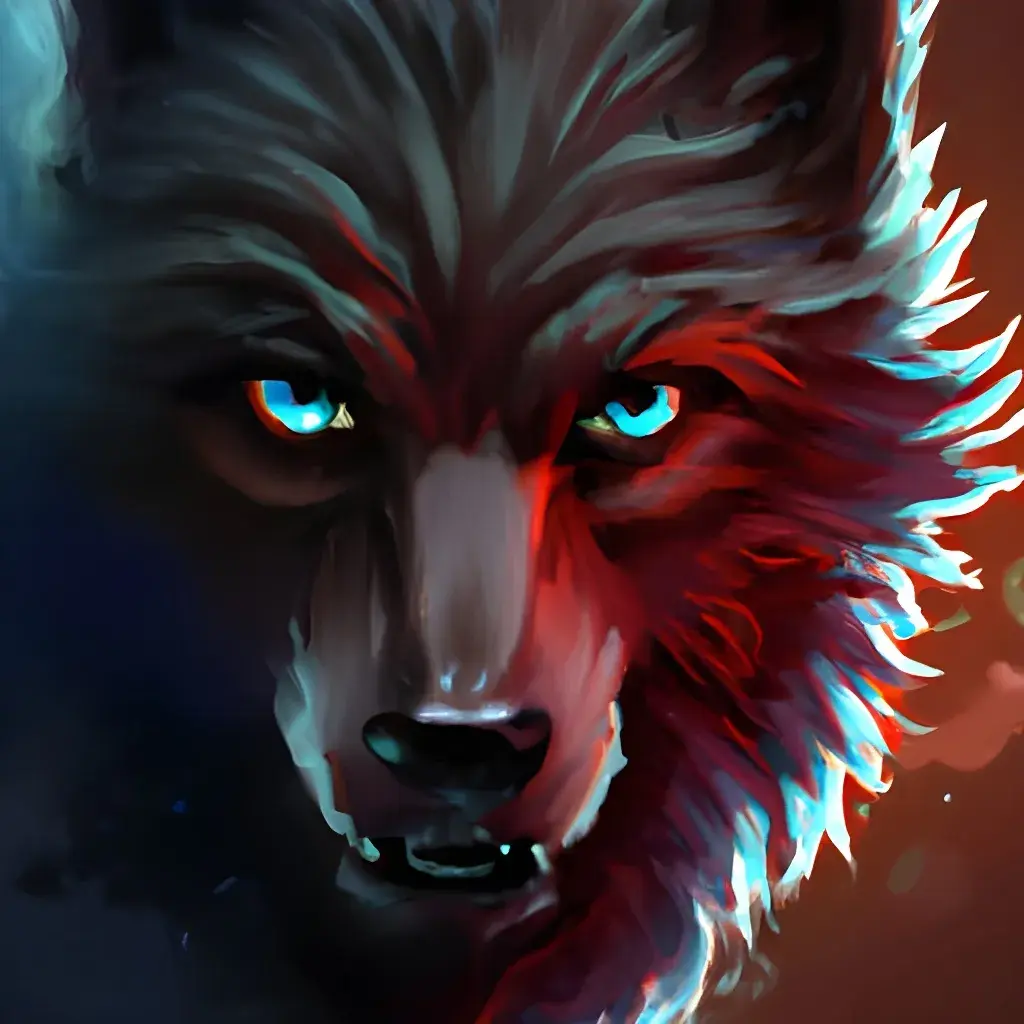 Werewolf with glowing eyes (artistic)
