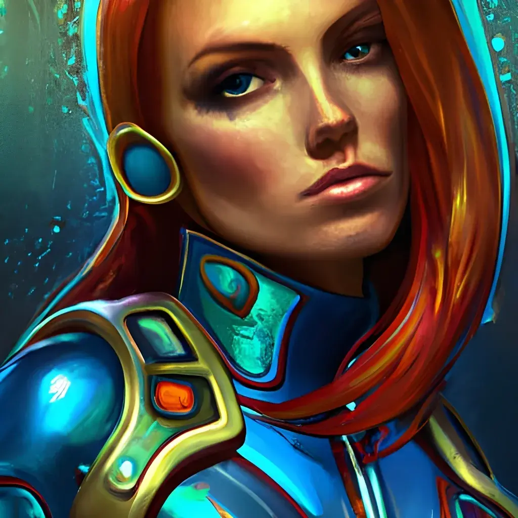 Redhead in a shiny jumpsuit