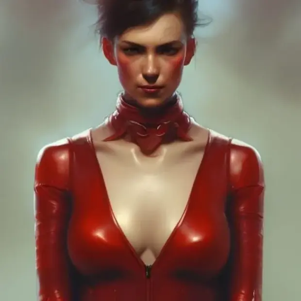 Woman in red (too much red)
