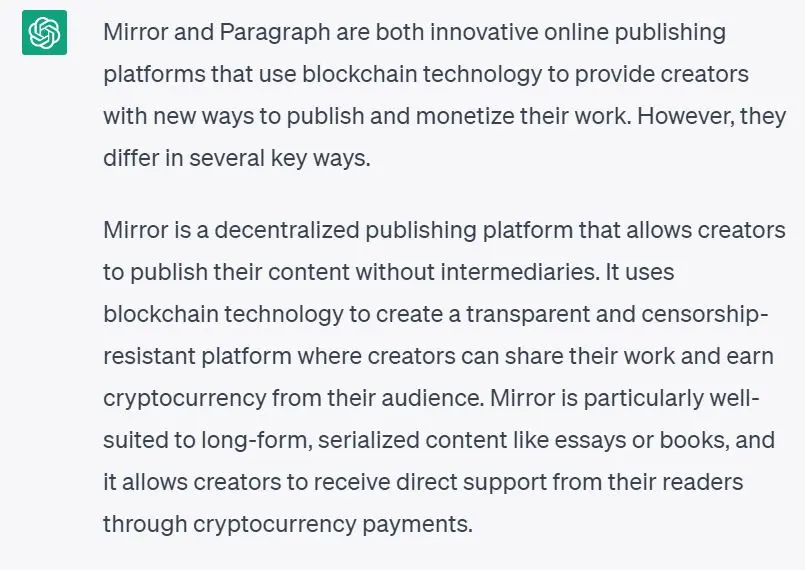 Mirror paragraph chatgpt