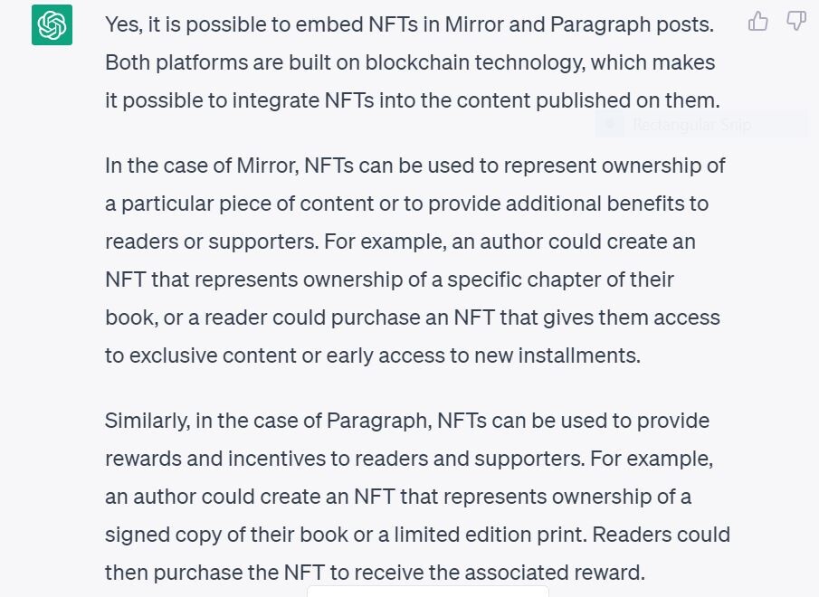 paragraph mirror nft embed chatgpt