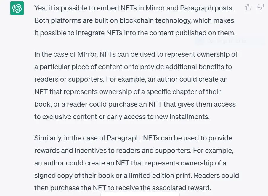 paragraph mirror nft embed chatgpt