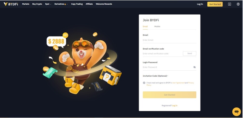 BYDFi Register email