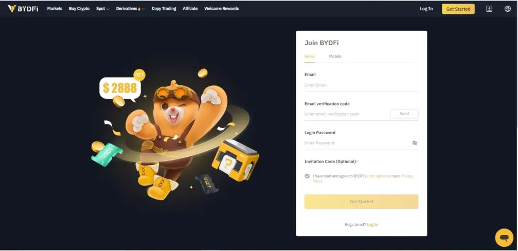 BYDFi Register email