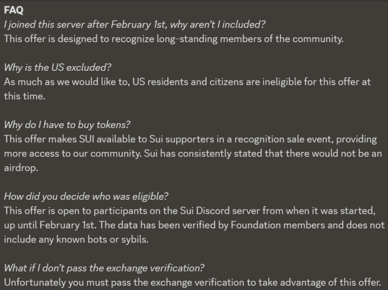 Sui FAQ for CAP Token Distribution