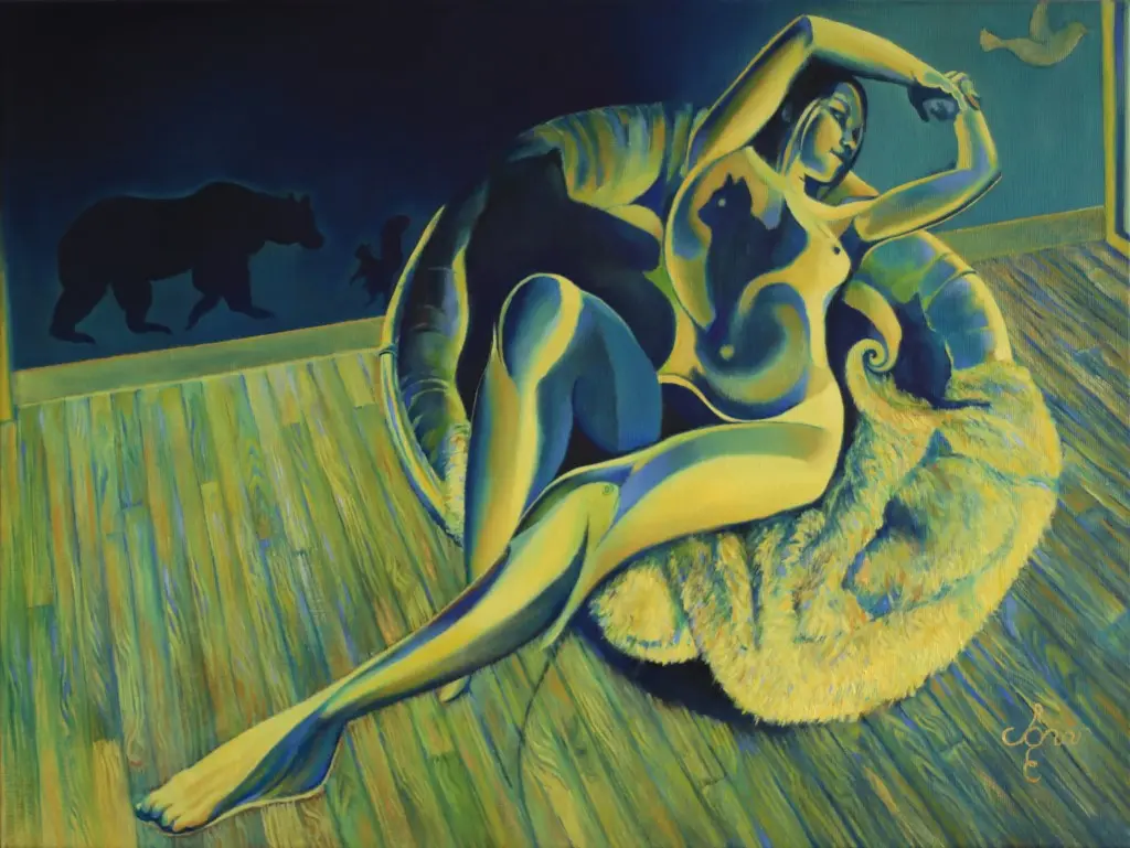 surrealist nude oil painting