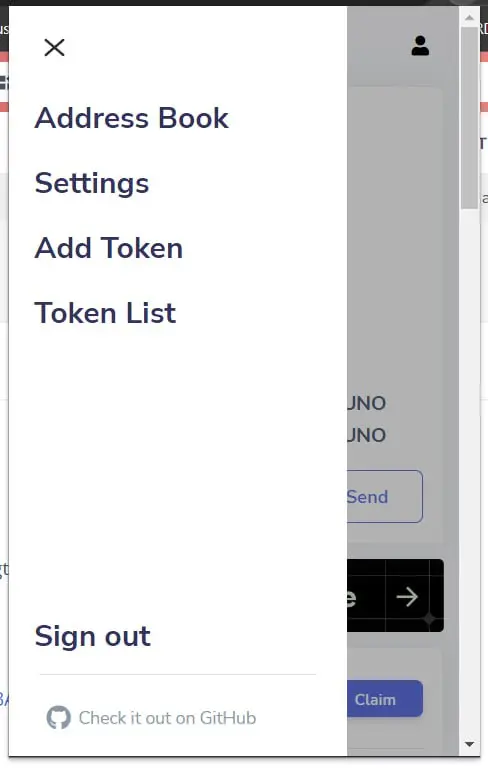 Add token menu