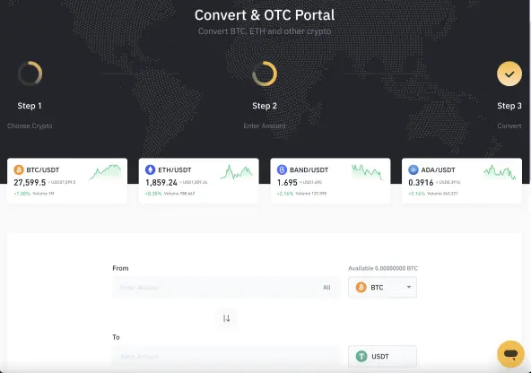 Convert/OTC Crypto on BYDFi