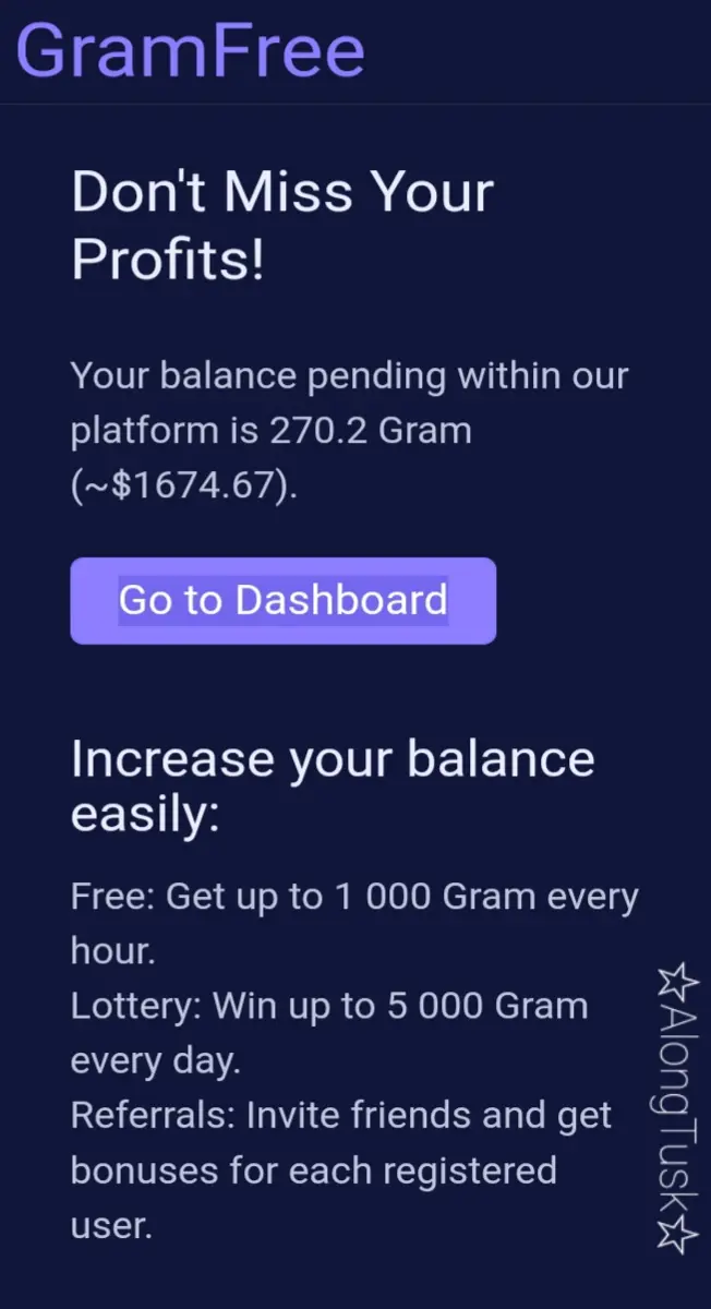 GramFree Gram Token Scam Back In 2023 by Along Tusk
