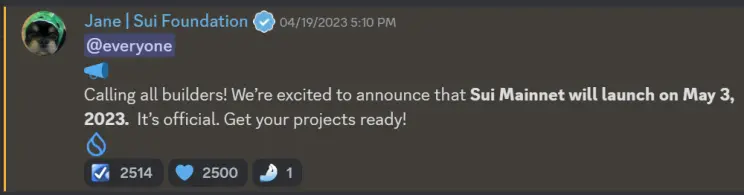Sui Network Mainnet Launch Announcement