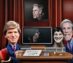 Tucker Carlson With Kerry and Puppet by Along Tusk