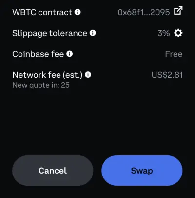 Swapp from ETH to WBTC using Optimism