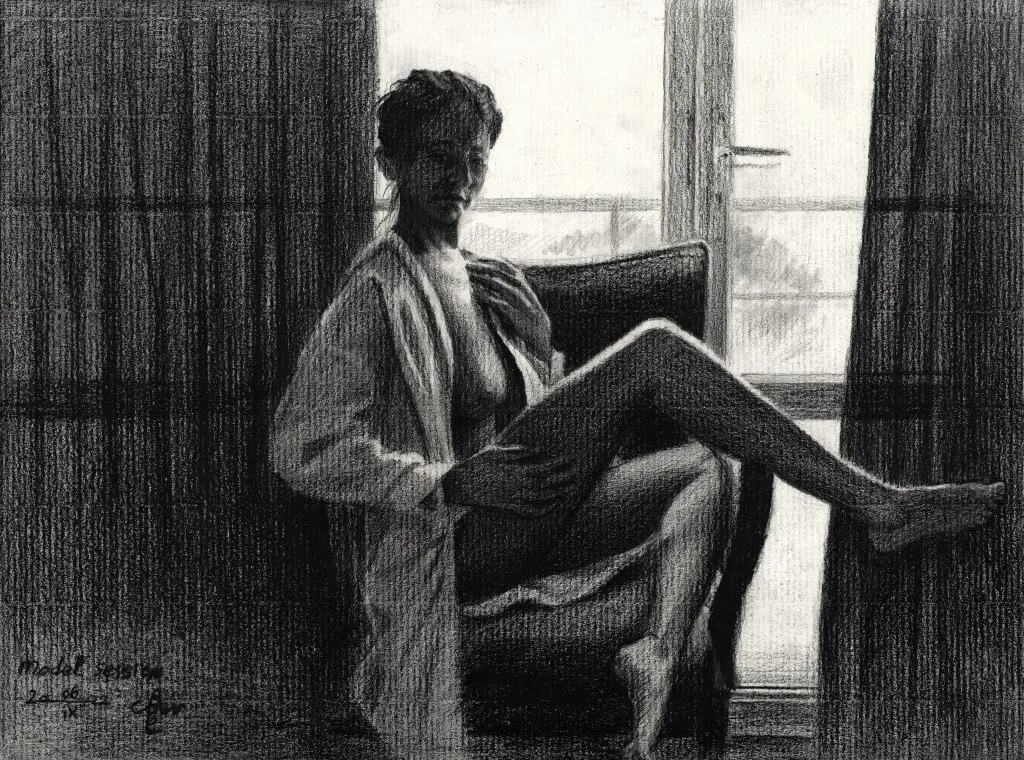 realist nude graphite pencil drawing