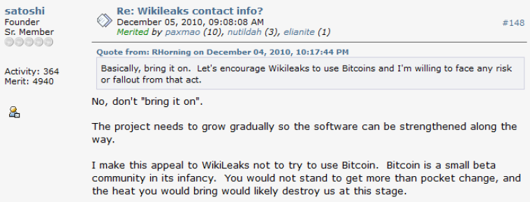 Satoshi’s level-headed guidance allowed the early Bitcoin community stay the course
