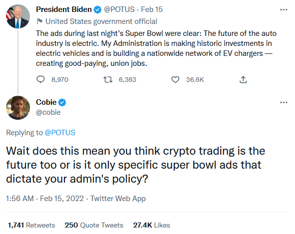 Cobie has serious social media heft. Almost ratio’ed the POTUS at one point