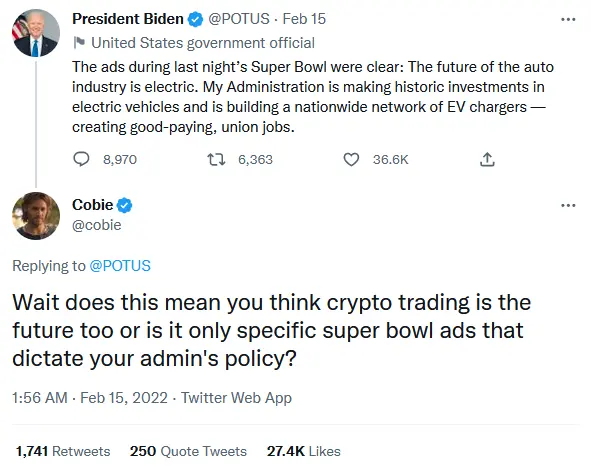 Cobie has serious social media heft. Almost ratio’ed the POTUS at one point