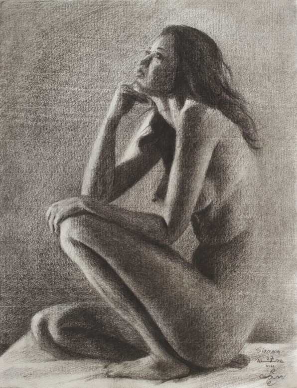impressionist nude graphite pencil drawing