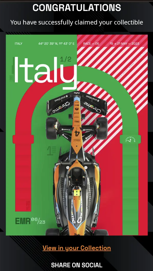 McLaren F1 & Trust Wallet Free NFT Series: Italy