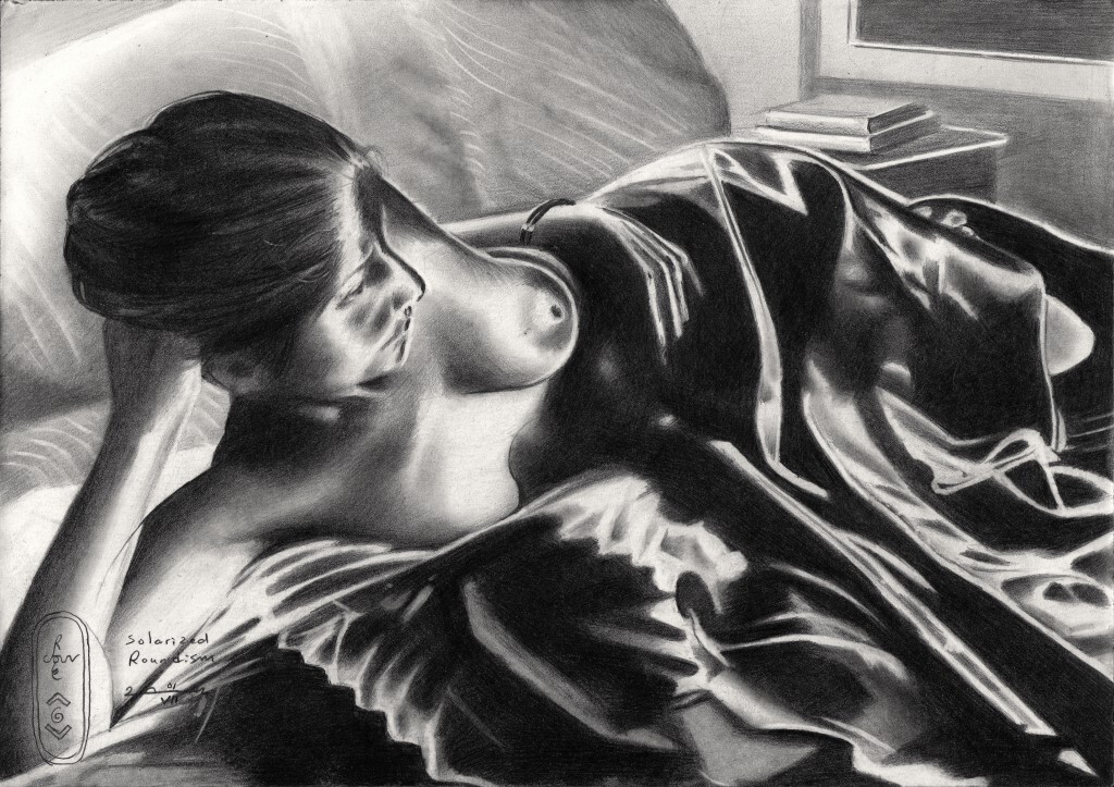 surrealist nude graphite pencil drawing