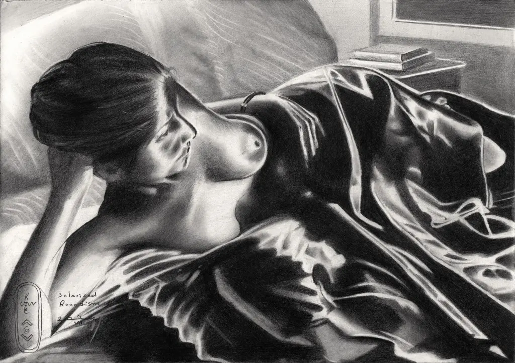 surrealist nude graphite pencil drawing