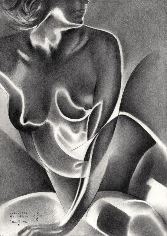 surrealist nude graphite pencil dawing