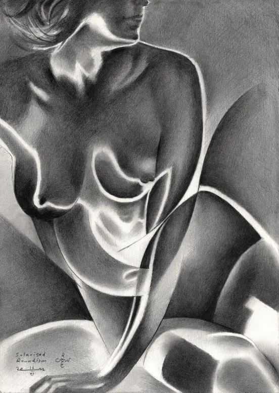 surrealist nude graphite pencil dawing