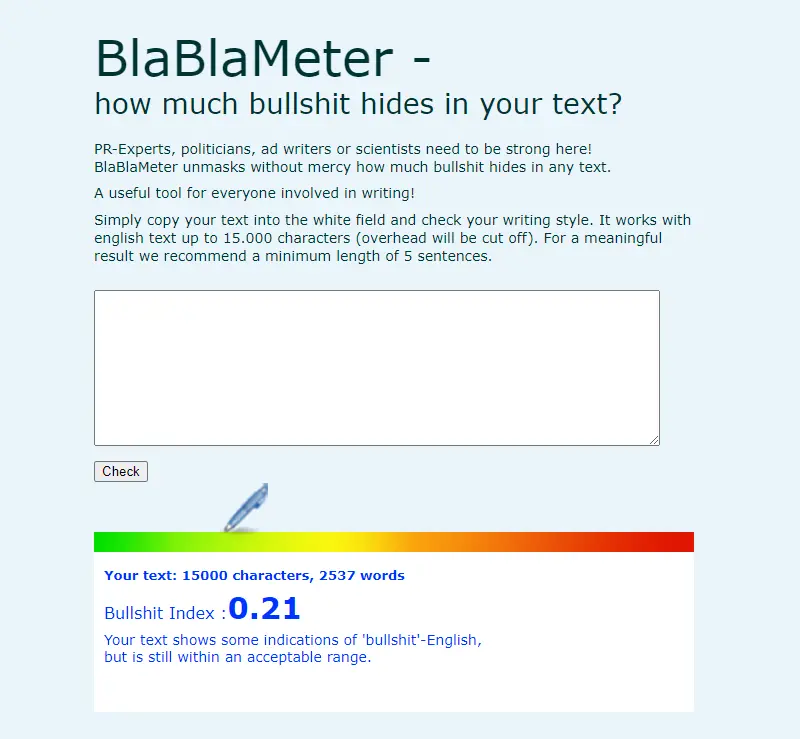 blabla meter bullshit