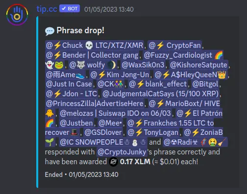Image displaying tip.cc phrase drop feature.