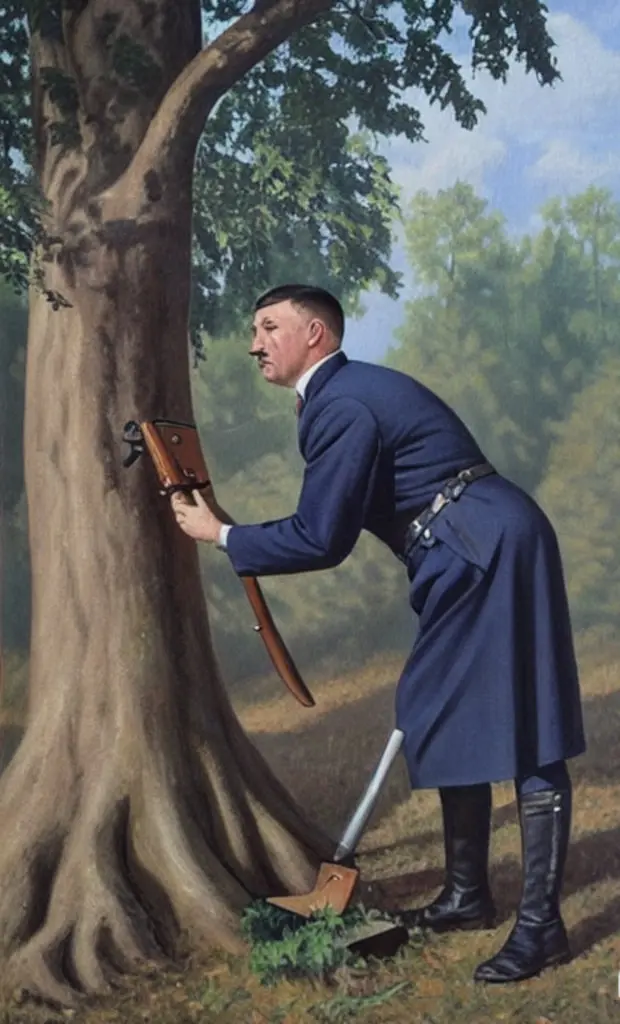 Adolf Hitler literally painting trees