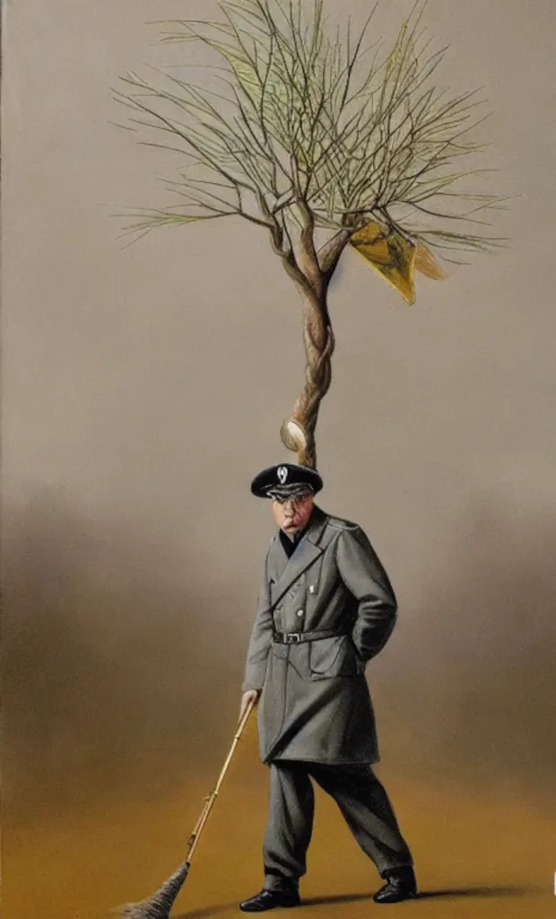 Another surrealist painting of Hitler and a tree