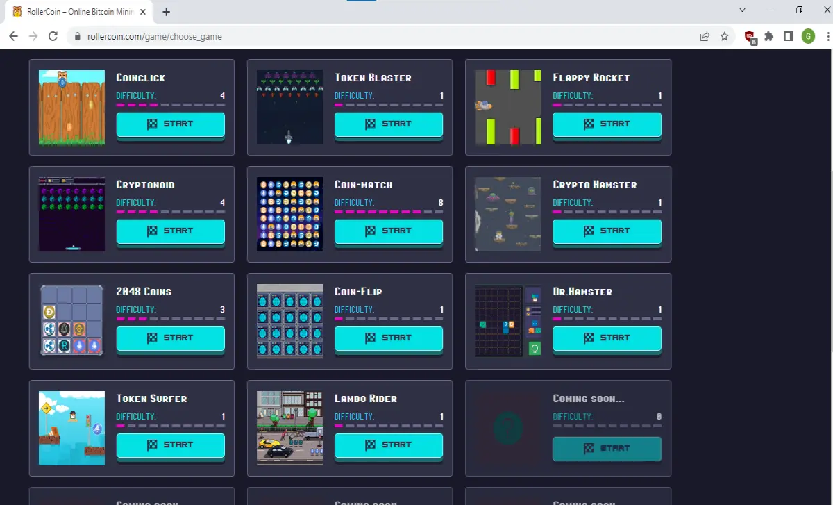 The Games of Rollercoin